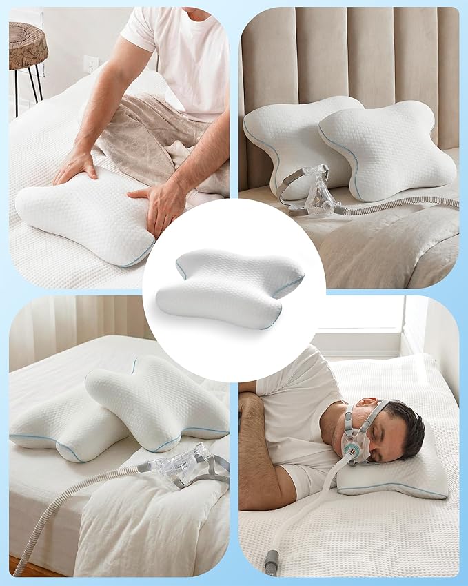 Elviros CPAP Pillow for Side & Back Sleepers, HSA/FSA Portable Travel Sleep Apnea Pillow with Adjustable Height, Reduce Mask Leaks & Pressure,for Camping, Hotels