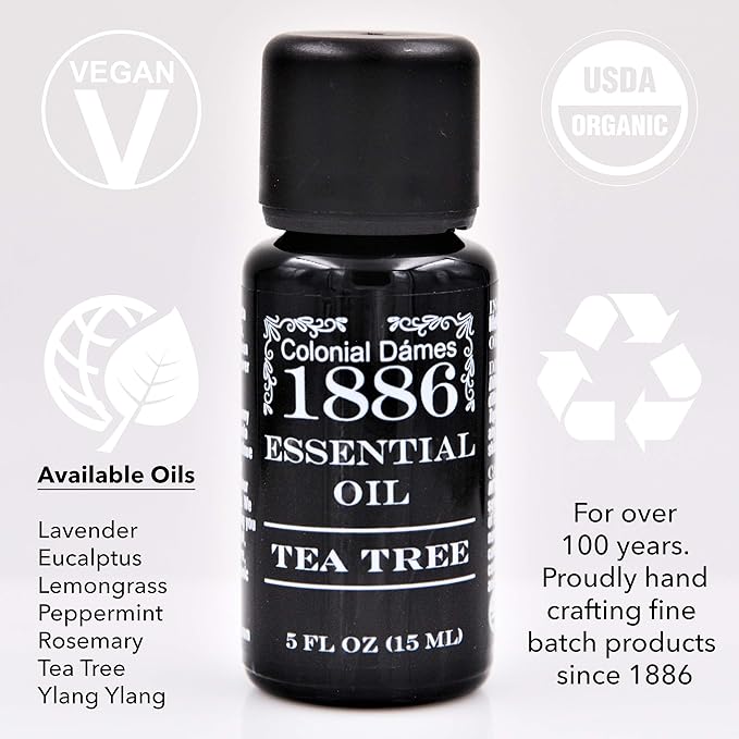 Colonial Dames Tea Tree Essential Oil (0.5 oz) – 100% Pure Therapeutic Grade Tea Tree Oil – Vegan Essential Oils for Healthier Life