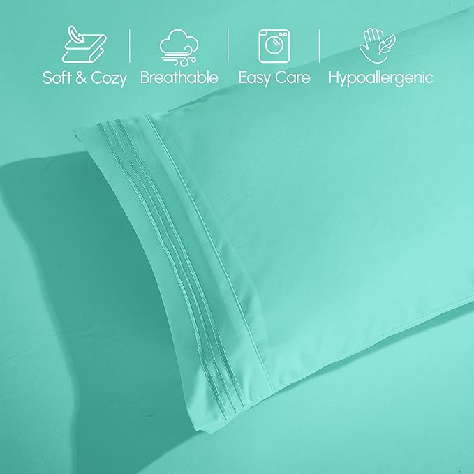 Elegant Comfort Luxury 1500 Premium Hotel Quality Microfiber 4-Piece Sheet Set - Soft, All Around Elastic 18-24 Inches Deep Fitted Sheet - Extra Deep Pocket Sheets, King, Paradise Teal