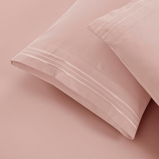 Clara Clark Cal King Sheets - Hotel Luxury 6 Piece Bed Sheets for Cal King Size Bed - Soft Bedding Sheets & Pillowcases, Fits Mattress up to 16 inch deep. California King, Peach Beige