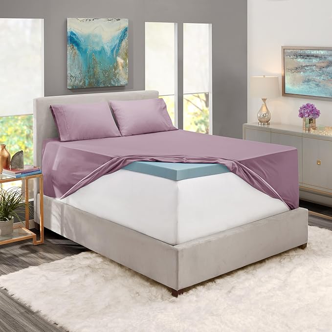 Nestl California King Size Sheet Set, 4 Piece Extra Deep Pocket (18-24 inches), Microfiber, Hotel Luxury, Soft, Breathable, Wrinkle-Free, Easy to Care, Dusty Purple