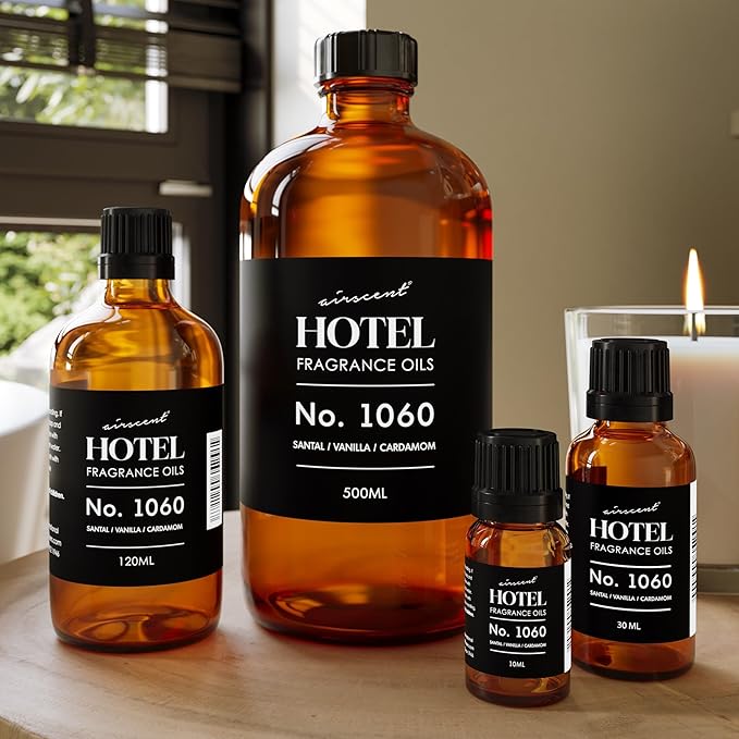 AirScent No.1060 Diffuser Oil - Santal, Vanilla, Cardamom - Fragrance Oil for Ultrasonic and Waterless Diffusers and Crafting - 30 mL, 1 fl oz Glass Dropper Bottle