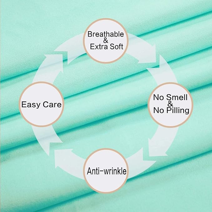 Best Season Twin Size Sheets Set - 3 Piece (Mint Color) Brushed Microfiber Bed Sheet Set,Deep Pocket,Extra Soft & Fade Resistant,Hypoallergenic