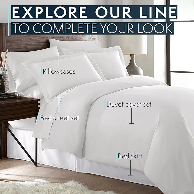 HC COLLECTION Twin Sheet Set w/ 1 Pillowcase, Hotel Luxury Platinum 1800 Series Brushed Microfiber Bed Sheets, Ultra Soft Lightweight Breathable Cooling 3 Pcs Bedding, All Season Easy Care, White