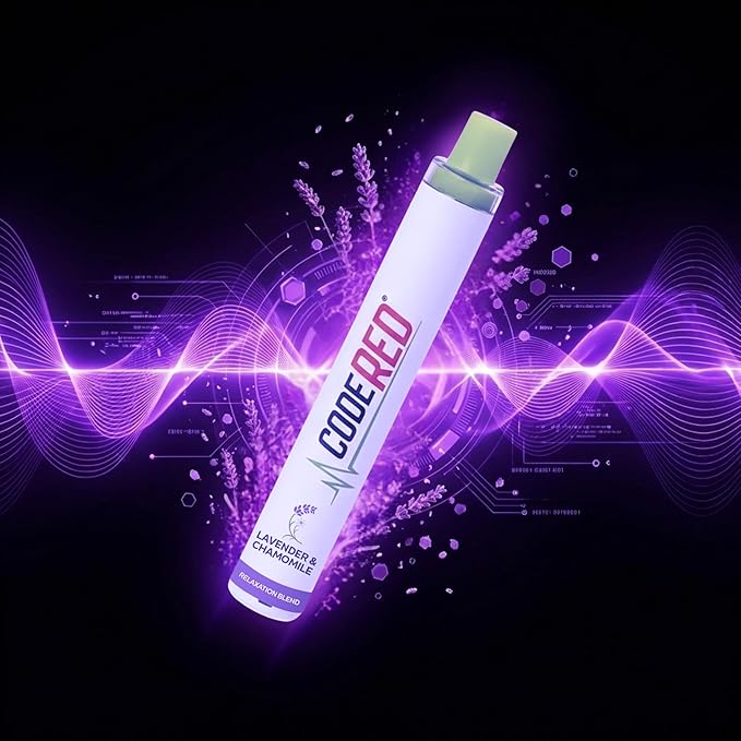 Code Red V-Aid Lavender Herbal Diffuser - Relaxation Blend Stick with Chamomile, Ashwagandha, Apigenin & L-Theanine - Plant-Based Wind-Down Ritual - Glow-in-the-Dark Ring - U.S. Lab Tested - 1 Count