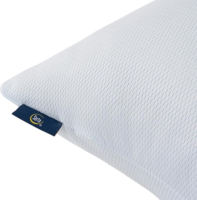 Serta Won't Go Flat Standard/Queen Size Set of 2 Down Alternative Cooling Bed Pillows, Extra Life Foam Core with Medium Support, Perfect for Back, Stomach or Side Sleepers, White