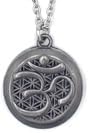 Wild Essentials Pewter Aum Om Necklace Essential Oil Diffuser 6 Refill Pads, Calming Aromatherapy Gift Set, Customizable Color Changing, Perfume