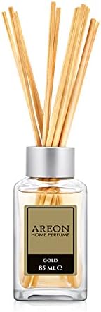 Areon Home Luxury Perfume Reed Diffuser + 10 Rattan Reeds, Gold Scent 85ml