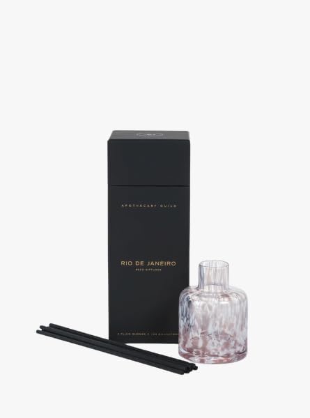 Apothecary Guild Opal Glass Reed Diffuser Rio de Janeiro 9 Inch, Elegant Scented Diffuser with Reeds and Fragrance Oil
