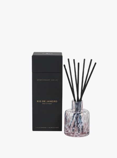 Apothecary Guild Opal Glass Reed Diffuser Rio de Janeiro 9 Inch, Elegant Scented Diffuser with Reeds and Fragrance Oil