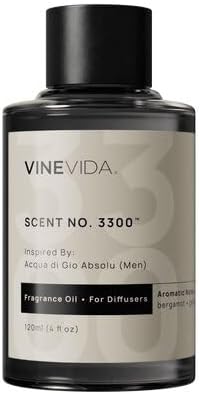 VINEVIDA [4 Fl Oz] Scent NO. 3300 Fragrance Oil for Cold Air Diffusers, Aromatic Notes of Bergamot Geranium Patchouli, Essential Oils for Diffuser Oil Refill & Air Freshener Room Spray