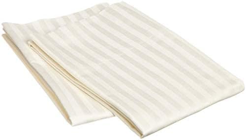 Mattress-Homes Hotel Quality Premium Pillowcases Queen Size Set of 4 Cotton Pillows for Sleeping, Smooth & Silky Cozy Breathable Bed Pillow Covers Machine Washable in Ivory Stripe