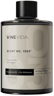 VINEVIDA [16 Fl Oz] Scent NO. 1003 Inspired by 24K Magic Fragrance Oil for Cold Air Diffusers, Aromatic Notes of Lemon Jasmine Musk, Essential Oils for Diffuser Oil Refill & Air Freshener Room Spray