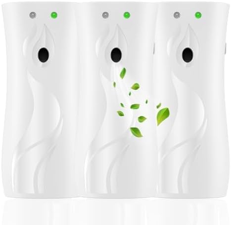 Automatic Air Freshener Spray Dispenser 3-Pack, Wall Mounted or Freestanding,Multiple Time Settings,Commercial and Home Use in Bathrooms, Offices, Living Rooms and Commercial Places (White, 1121)