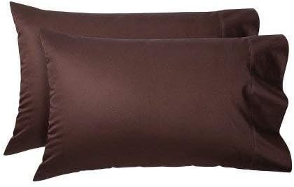 Mattress-Homes Hotel Quality Premium Pillowcases Queen Size Set of 4 Cotton Pillows for Sleeping, Smooth & Silky Cozy Breathable Bed Pillow Covers Machine Washable in Chocolate Solid
