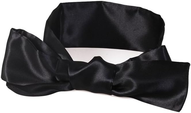 Premium Silk Sleep Mask, Soft Adjustable Blindfold for Adults Couples, Breathable Light Blocking Silk Eye Mask, Comfort Night Sleeping Eye Cover, Portable Bedroom Relax Accessories for Travel Nap & Daily Rest (V-shaped Black)