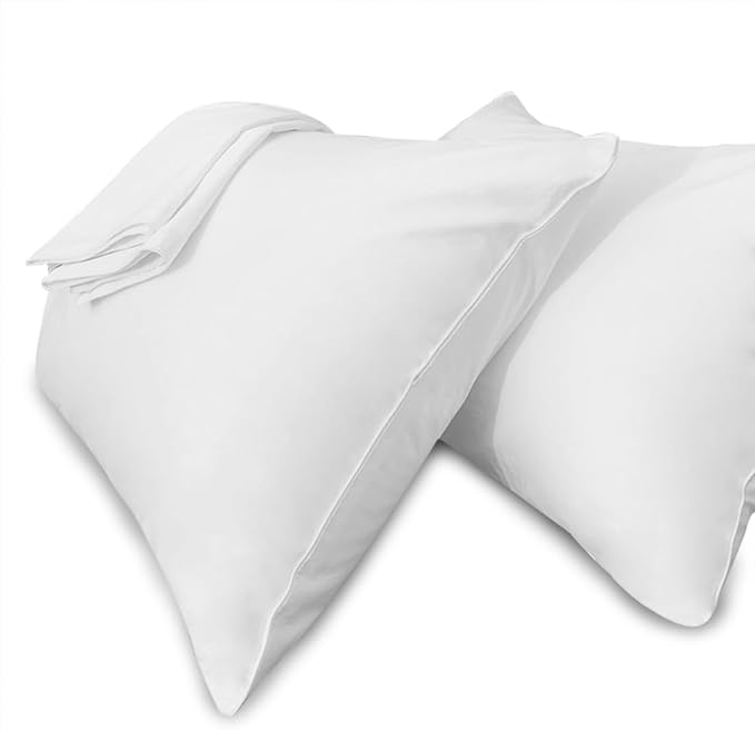 Precoco Pillow Cases Queen Size-100% Cotton Pillowcase Covers with Zipper Hidden, Breathable & Ultra Soft/Pillow Covers for Easy Care, 2 Pack/White