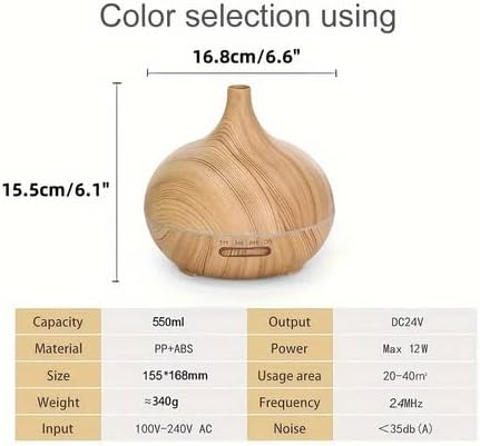 Essential Oil Scent Diffuser, 500ML Aroma Diffuser W/Remote Control, Large Fragrance Aromatherapy Diffuser, Mist Humidifier With LED Lights & Auto-Off for Bedroom & Home, W/6 Bottles of Essential Oils