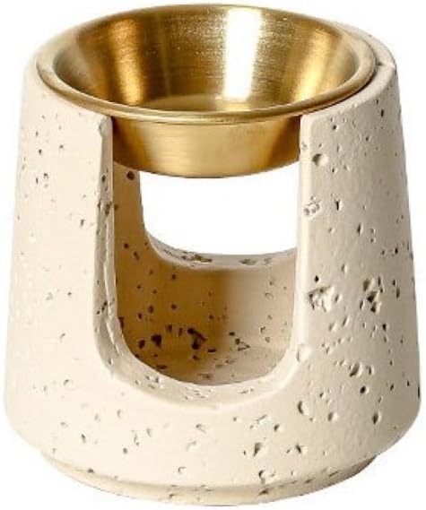 Minimalist Nordic Style Cement Aroma Diffuser, Essential Oil Burner with Stainless Steel Inner Liner, Home Living Room Desktop Ornament, Multiple Colors (D(Apricot))