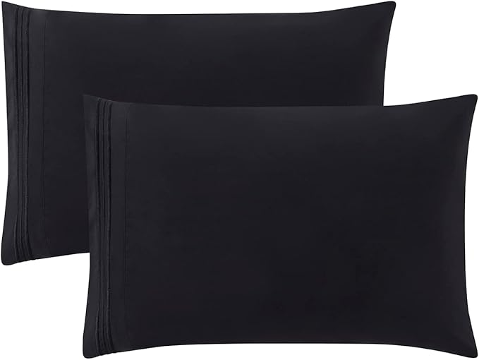 Clara Clark Bed Sheets, Premier 1800 Series 4 Piece Bed Sheet Set, Deep Pocket, Wrinkle, Fade, Stain Resistant, Luxury Soft Bedding Sheets & Pillowcases, Twin, Black