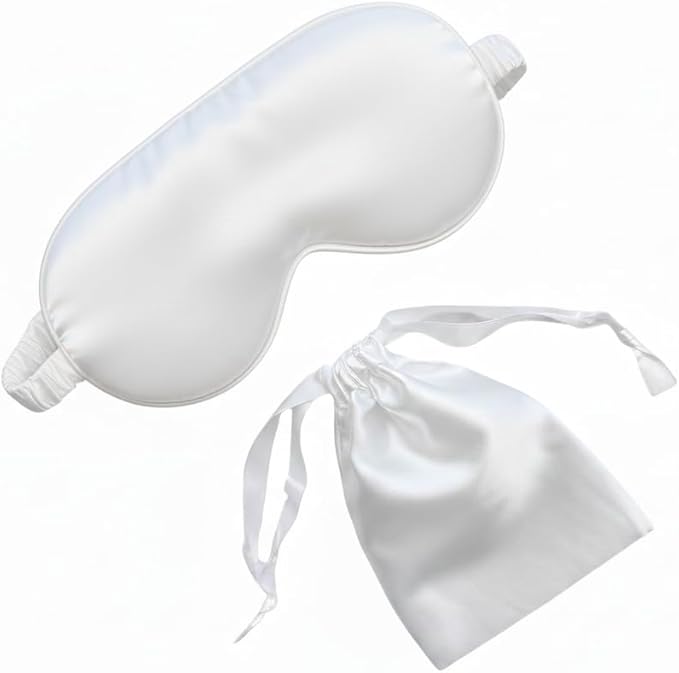 Silk Eye Mask for Sleeping - Satin Eye Cover with Silk Storage Bag White 3 Pcs Save 20%