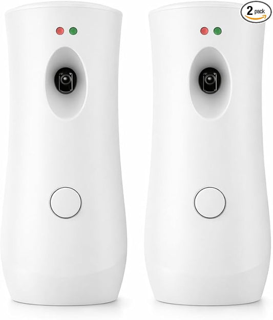Automatic Air Freshener Spray Dispenser (2-Pack) Wall Mounted or Free Standing, Commercial and Home Use, Multiple Time Scent/Mist Release Settings for Room/Restroom Sprayer (White1101)