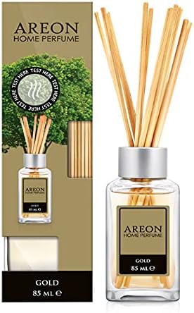 Areon Home Luxury Perfume Reed Diffuser + 10 Rattan Reeds, Gold Scent 85ml