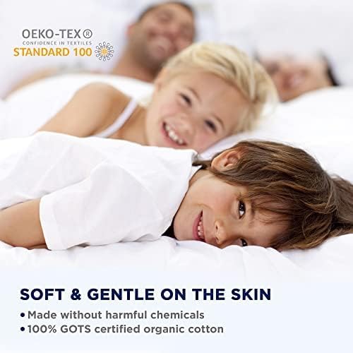 LANE LINEN 100% Organic Cotton Pillow Cases - King Size and Crisp Cool Percale Covers Sleeping Set of 2 Grey (White Dot)