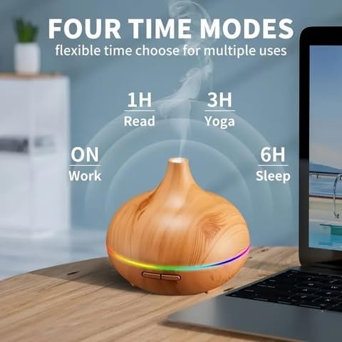 Essential Oil Scent Diffuser, 500ML Aroma Diffuser W/Remote Control, Large Fragrance Aromatherapy Diffuser, Mist Humidifier With LED Lights & Auto-Off for Bedroom & Home, W/6 Bottles of Essential Oils