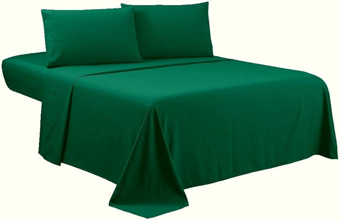 Sfoothome King Sheets Set - Hotel Luxury 4-Piece Bed Set, Extra Deep Pocket, 1800 Series Bedding Set, Wrinkle & Fade Resistant, Sheet & Pillow Case Set (King, Blackish Green)