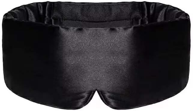 Silk Sleep Mask by The Sakoon Shop, 100% Silk, Weighted, Blackout Eye Mask with Adjustable Velcro Band, Wide Band Design, No Presure on Ears or Face (Black)