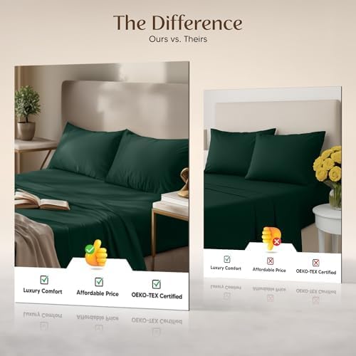 Utopia Bedding Twin XL Sheet Set – 3 Piece Bed Sheets for Twin XL Size Bed, Soft and Breathable Microfiber, Includes 1 Fitted Sheet, 1 Flat Sheet and 1 Pillowcase – Oeko Tex (Emerald)