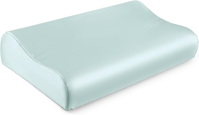 THXSILK 19 Momme 100% Mulberry Silk Pillowcase for Contour Memory Foam Pillow, Contour Pillow Case Cover, Cervical Pillow Case, Pack of 1(Light Blue, 20"x12"x3.9"/2.7")