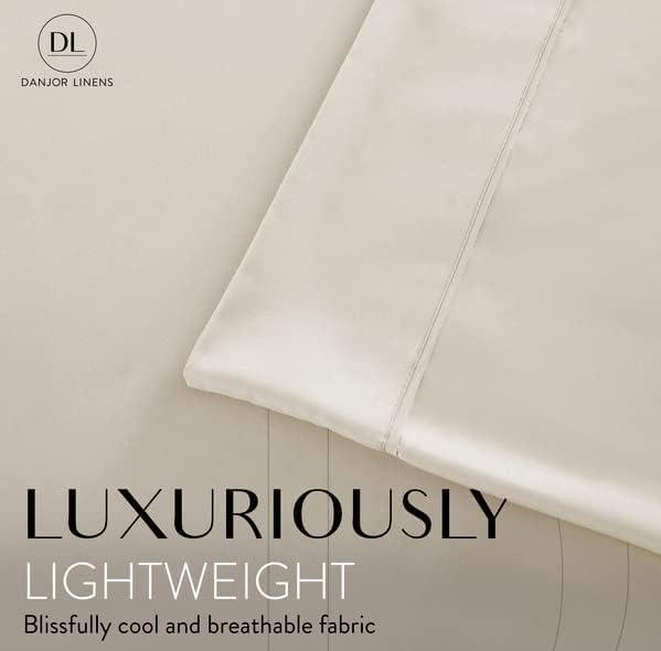 Danjor Linens Bed Sheet Set Queen Size for Hot Sleepers, Hotel Premium Sheets with 4 Pillowcases, Lightweight Brushed Microfiber Deep Pockets, Breathable Cooling 6 Piece Bedding Sets, Cream
