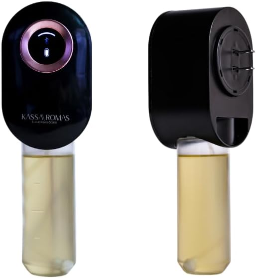 S910 Smart Scent Diffuser - Modern Design, Shiny Acrylic Material, LED Light, Cold Air Diffusion, Bluetooth App Controlled, Touch Screen (Black with Rose Gold Ring)