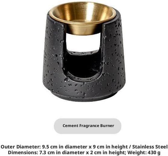Minimalist Nordic Style Cement Aroma Diffuser, Essential Oil Burner with Stainless Steel Inner Liner, Home Living Room Desktop Ornament, Multiple Colors (D(Black)