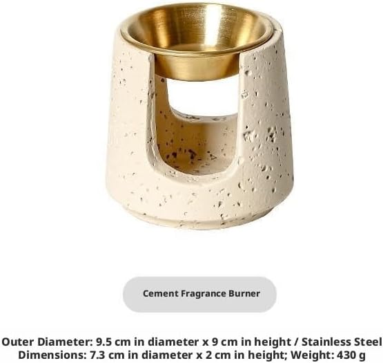 Minimalist Nordic Style Cement Aroma Diffuser, Essential Oil Burner with Stainless Steel Inner Liner, Home Living Room Desktop Ornament, Multiple Colors (D(Apricot))