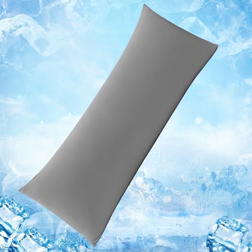 Avolare Cooling Body Pillow Cases 1 Pack,Arc-Chill 3.0 Cooling Body Pillow Cover for Hot Sleepers with Zipper(Q-Max>0.5), Soft Silky 20" x 54" Summer Long Pillow Cases for Hair and Skin- Grey