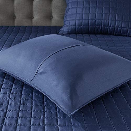 Madison Park Heritage Comforter Quilt Combo Set - Modern Luxury Design, All Season Down Alternative Bedding, Matching Shams, Decorative Pillows, King/Cal King(104"x92"), Color Block Navy 8 Piece