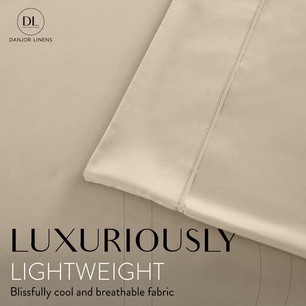 Danjor Linens Bed Sheet Set Queen Size for Hot Sleepers, Hotel Premium Sheets with 4 Pillowcases, Lightweight Brushed Microfiber Deep Pockets, Breathable Cooling 6 Piece Bedding Sets, Taupe