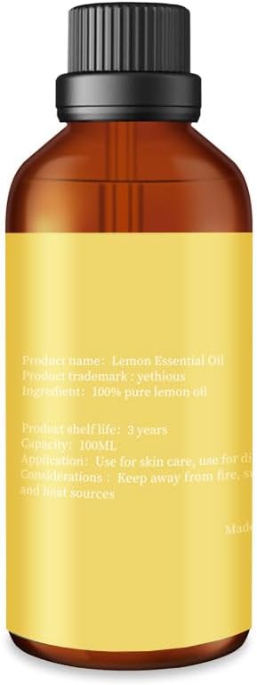 yethious Lemon Essential Oil Lemon Essential Oill for Diffuser, Perfume, Body, Skin, Hair, Candle Soap Making Lemon Fragrance Oil 100ML