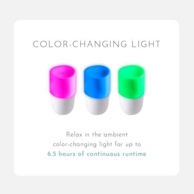 Ellia Soothe Ultrasonic Essential Oil Aromatherapy Diffuser | 6.5hrs Continuous & 13hrs Intermittent Runtime, Gentle Color-Changing Glow (ARM-310WT), White