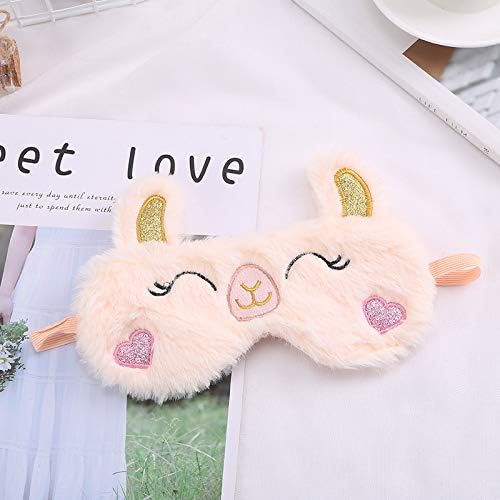 Shinywear Cute Rabbit Sleeping Eye Mask Plush Blindfold Travel Sleep Masks Super Soft Funny Eye Cover for Kids Girls and Adult (Bling Love Heart Face Alpaca)