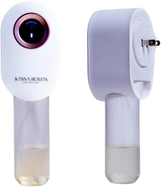 S910 Smart Scent Diffuser - Modern Design, Shiny Acrylic Material, LED Light, Cold Air Diffusion, Bluetooth App Controlled, Touch Screen (White with Rose Gold Ring)