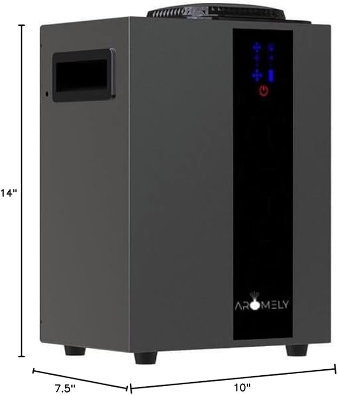 AROMELY HVAC Scent Diffuser – Nebulizing Waterless Diffuser for Home, Office, Large Room & Commercial Use – Smart Bluetooth App Controlled, Up to 4,000 SQFT – Cold Air Diffusion Technology – Black