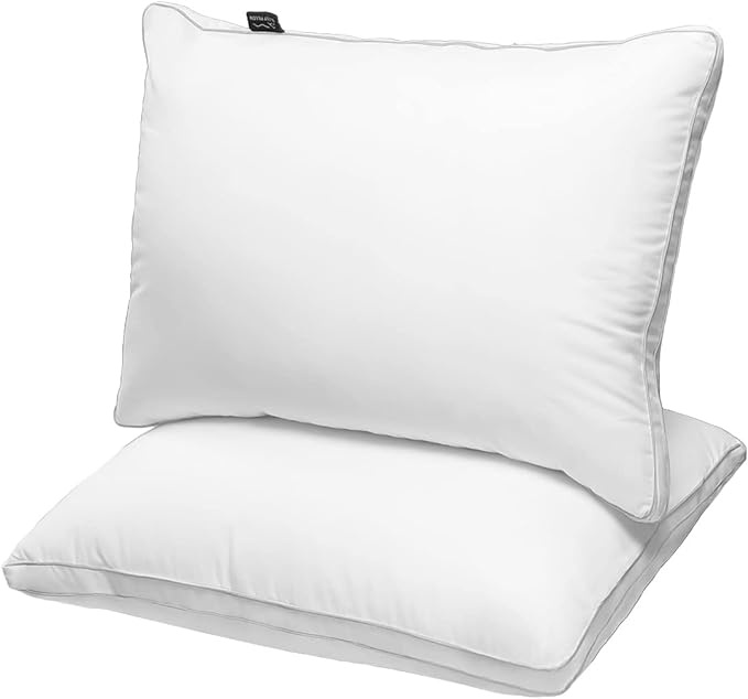 JICUSE Bed Pillows Standard Size Set of 2, Hotel Quality Standard Pillows 2 Pack for Sleeping with Soft Down Alternative Filling, Gusseted Bedding Pillow for Back, Stomach or Side Sleepers, 20" x 26"