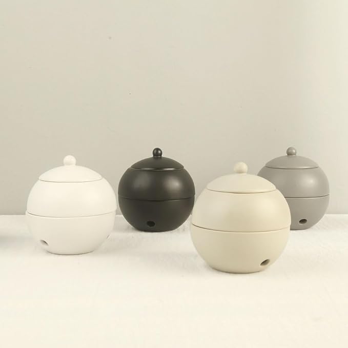 Modern Ceramic Essential Oil Diffuser, Spherical Design, 30ml Capacity, 10cm Height, Multiple Colors Available, 400g Weight (Black)