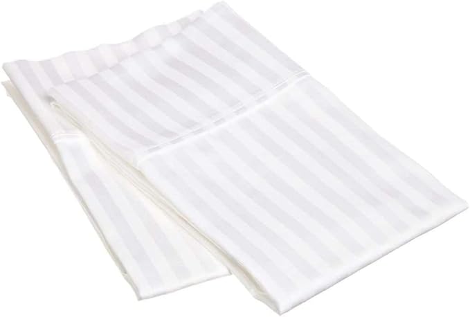 Mattress-Homes Hotel Quality Premium Pillowcases King Size Set of 4 Cotton Pillows for Sleeping, Smooth & Silky Cozy Breathable Bed Pillow Covers Machine Washable in White Stripe