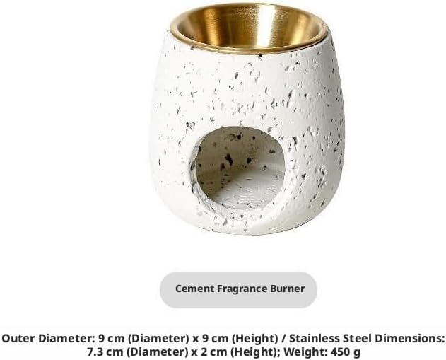 Minimalist Nordic Style Cement Aroma Diffuser, Essential Oil Burner with Stainless Steel Inner Liner, Home Living Room Desktop Ornament, Multiple Colors (C(White))