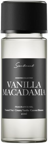 Scentiment Diffuser Oil – Vanilla Macadamia | Toasted Nut, Creamy Vanilla & Coconut Blossom | Sweet, Warm & Gourmand Fragrance Oil for Cold Air Diffusers – 0.68 fl oz (20 mL)